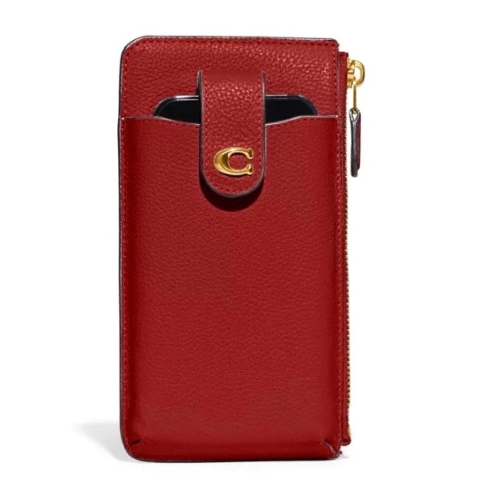 Coach Essential Phone Wallet in Brass/Enamel Red